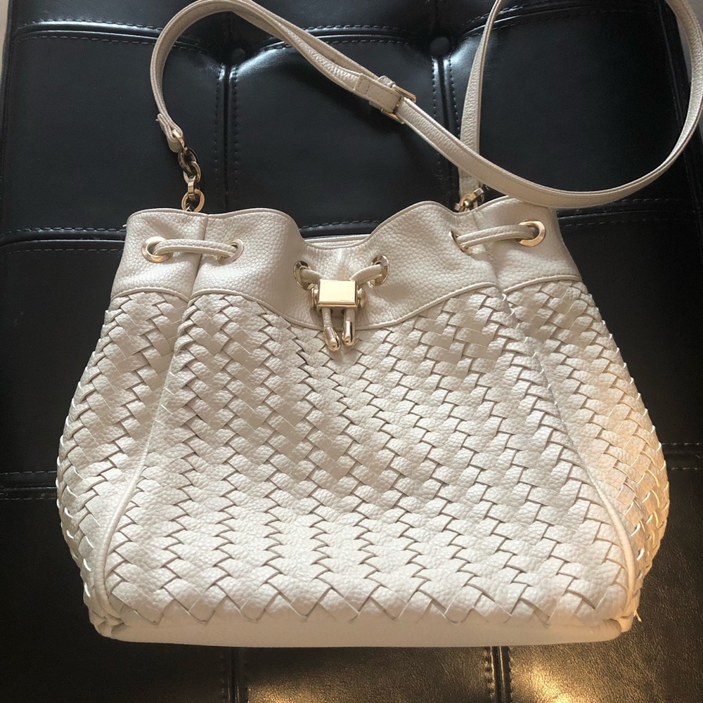 Neiman Marcus Weaved Bucket Bag